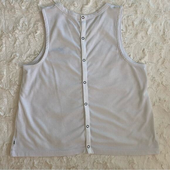 Vans Women's White Logo Medium Snap Back Ribbed Casual Tank Top - Picture 6 of 9